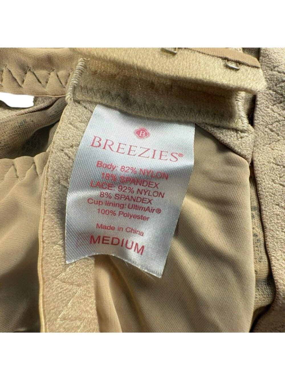 Breezies Lace Trim Comfort Bra Lot of 2 Medium Black Beige Wireless A6344606R - Picture 9 of 11
